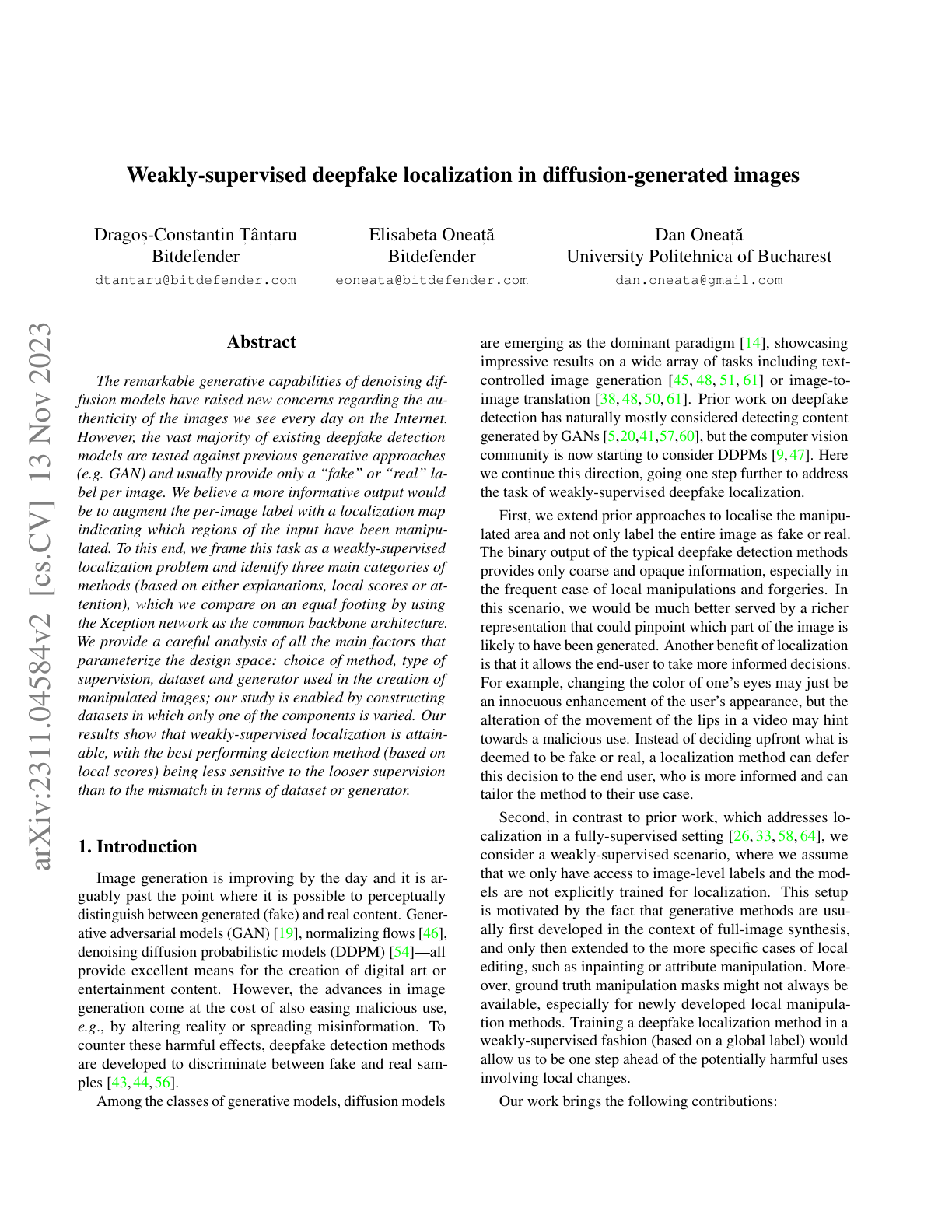 Teaser for Weakly-supervised deepfake localization in diffusion-generated images