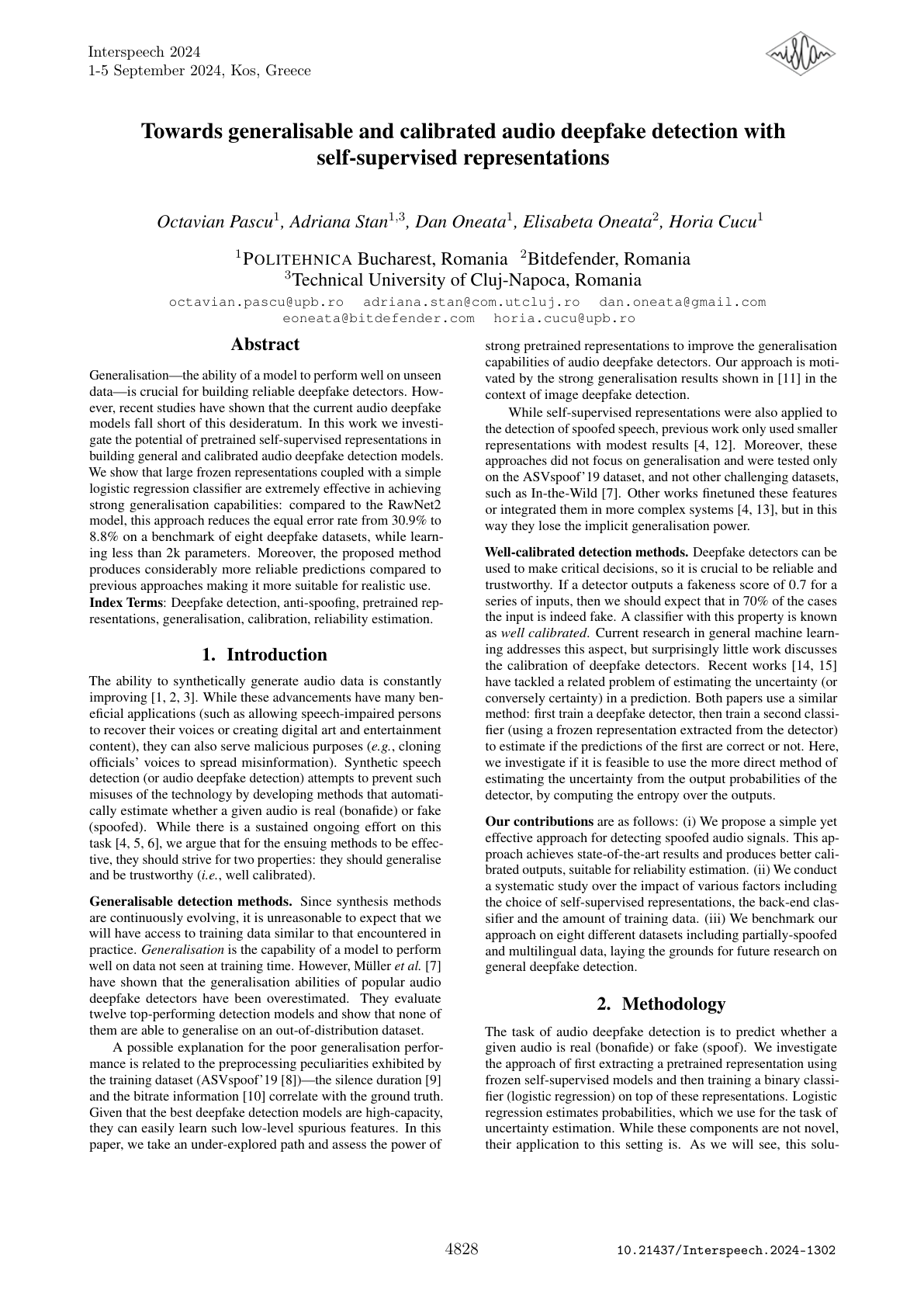 Teaser for Towards generalisable and calibrated audio deepfake detection with self-supervised representations