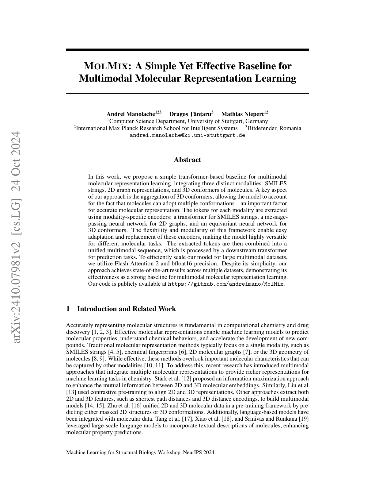 Teaser for MolMix: A Simple Yet Effective Baseline for Multimodal Molecular Representation Learning