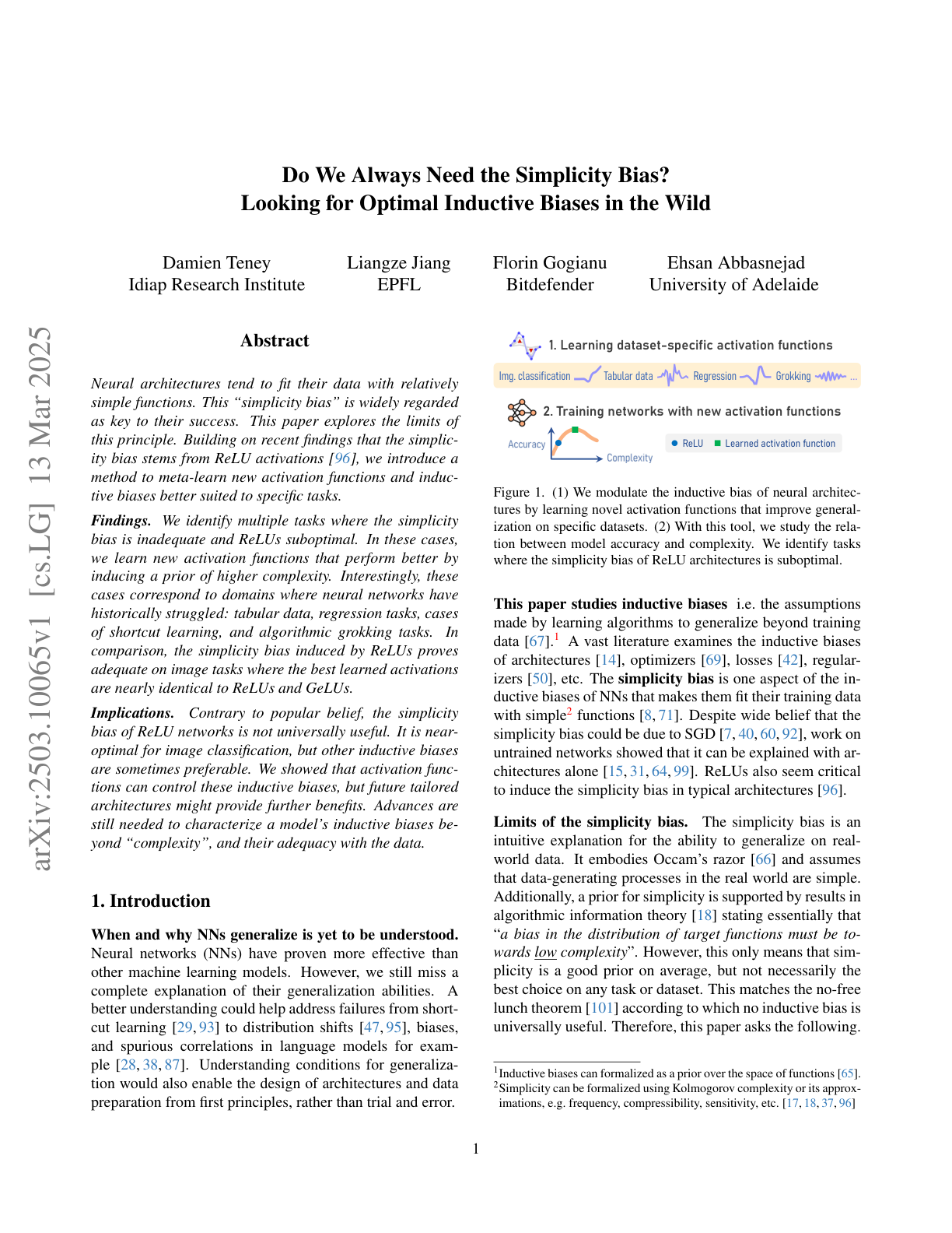 Teaser for Do We Always Need the Simplicity Bias? Looking for Optimal Inductive Biases in the Wild