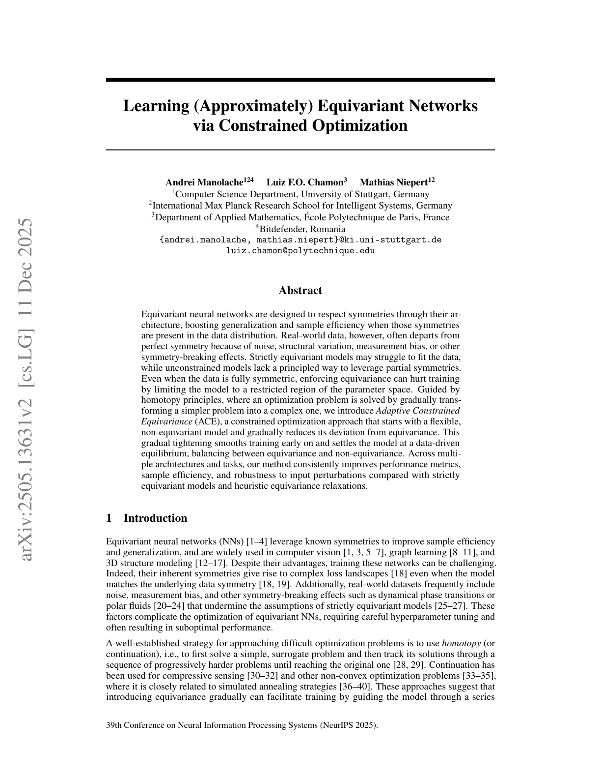 Teaser for Learning (Approximately) Equivariant Networks via Constrained Optimization
