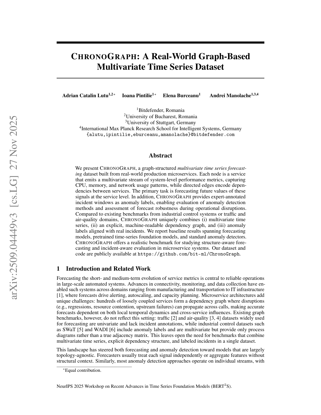 Teaser for ChronoGraph: A Real-World Graph-Based Multivariate Time Series Dataset