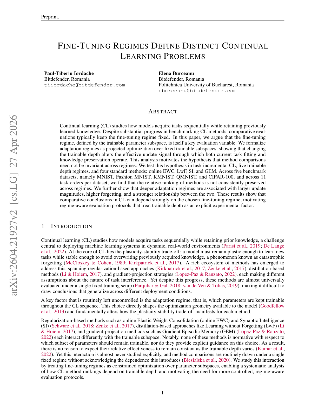 Teaser for Fine-Tuning Regimes Define Distinct Continual Learning Problems