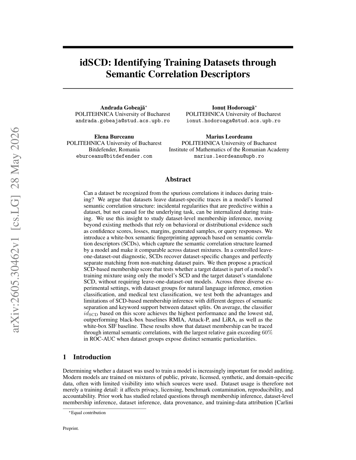 Teaser for idSCD: Identifying Training Datasets through Semantic Correlation Descriptors